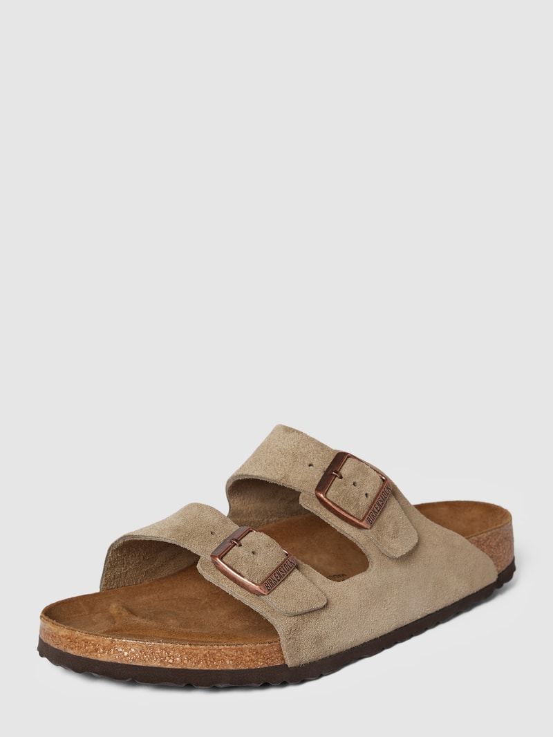 Hausschuhe aus echtem Leder Modell 'Arizona' in taupe