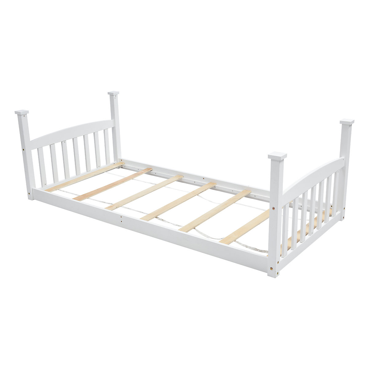Etagenbett mit Rutsche, Niedriger Kinderbett Etagenbettrahmen Massives Kiefernbett 90 x 200 cm