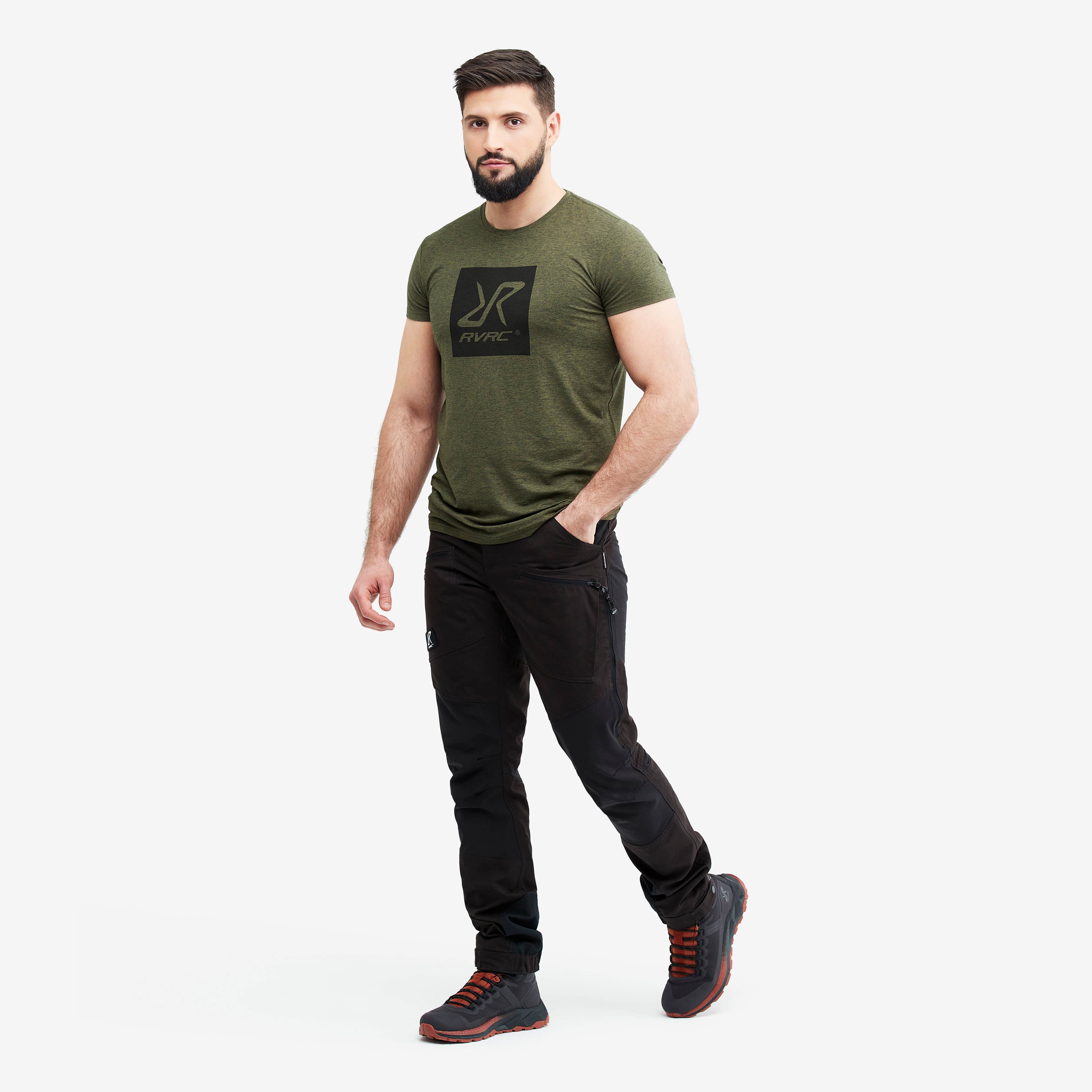 Vagabond Logo Tee Homme Burnt Olive Melange