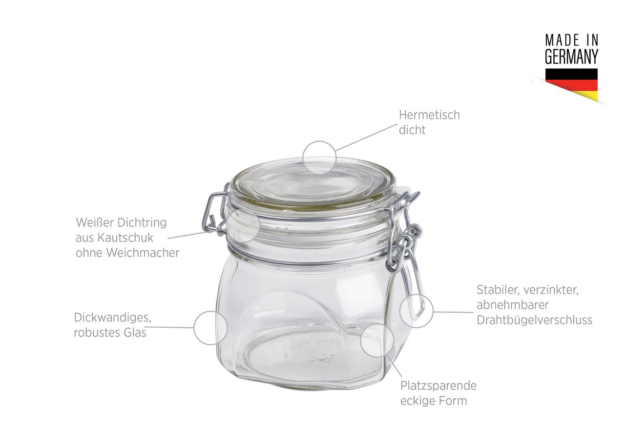 Mäser Serie Gothika, Einmachglas 300 ml, 6er Set