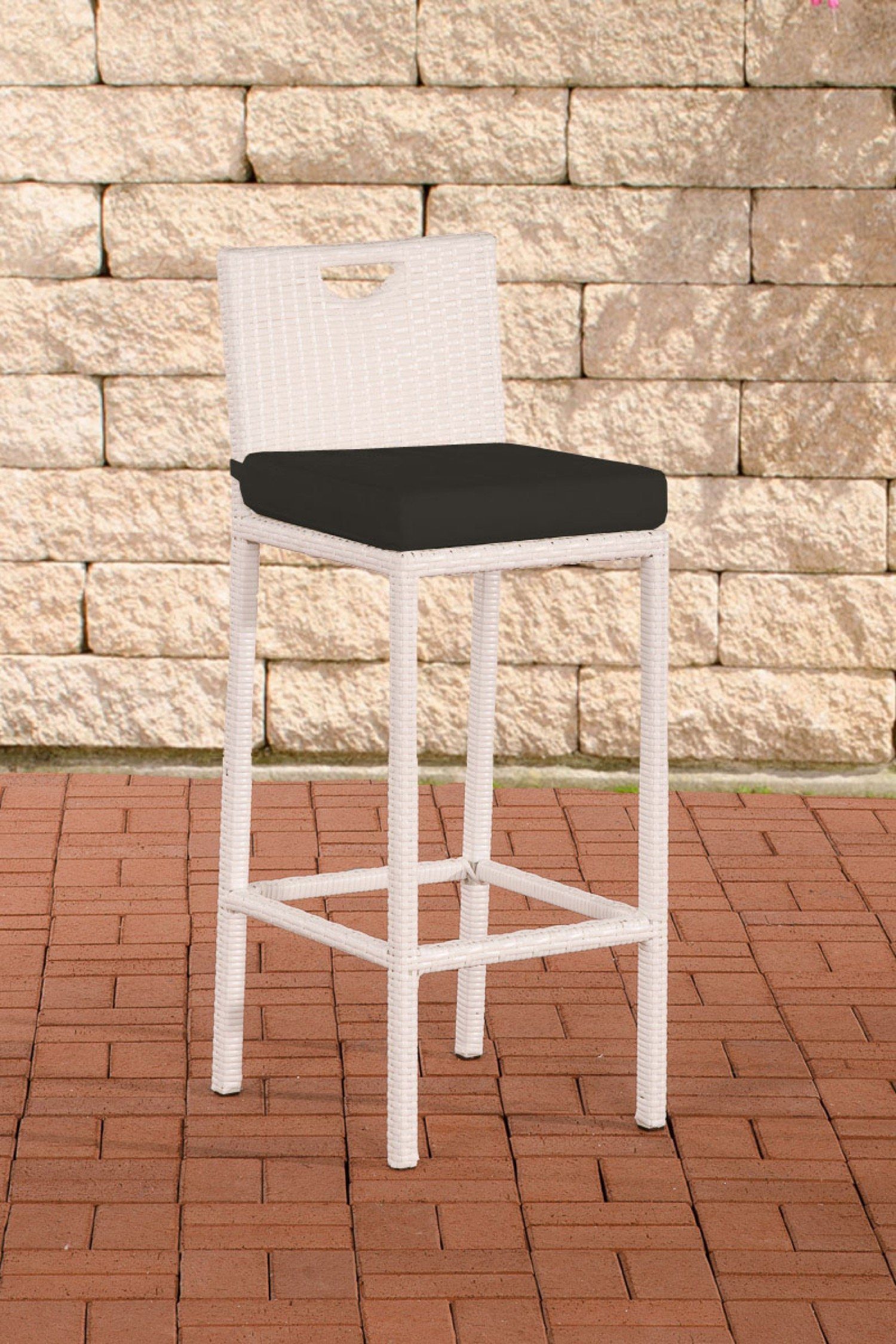 TPFGarden Gartenlounge-Hocker Marlies - Barhocker aus wasserfestem, UV-beständigem Polyrattan (Barstuhl mit pulverbeschichtetem Aluminiumgestell, Tresenhocker mit wasser- und schmutzabweisenden Sitzkissen), Maße (HxBxT): 107x40x44 cm, Sitzhöhe: 75 cm
