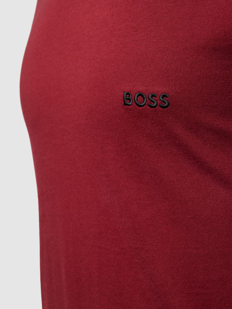 T-Shirt mit Label-Stitching im 3er-Pack in bordeaux rot