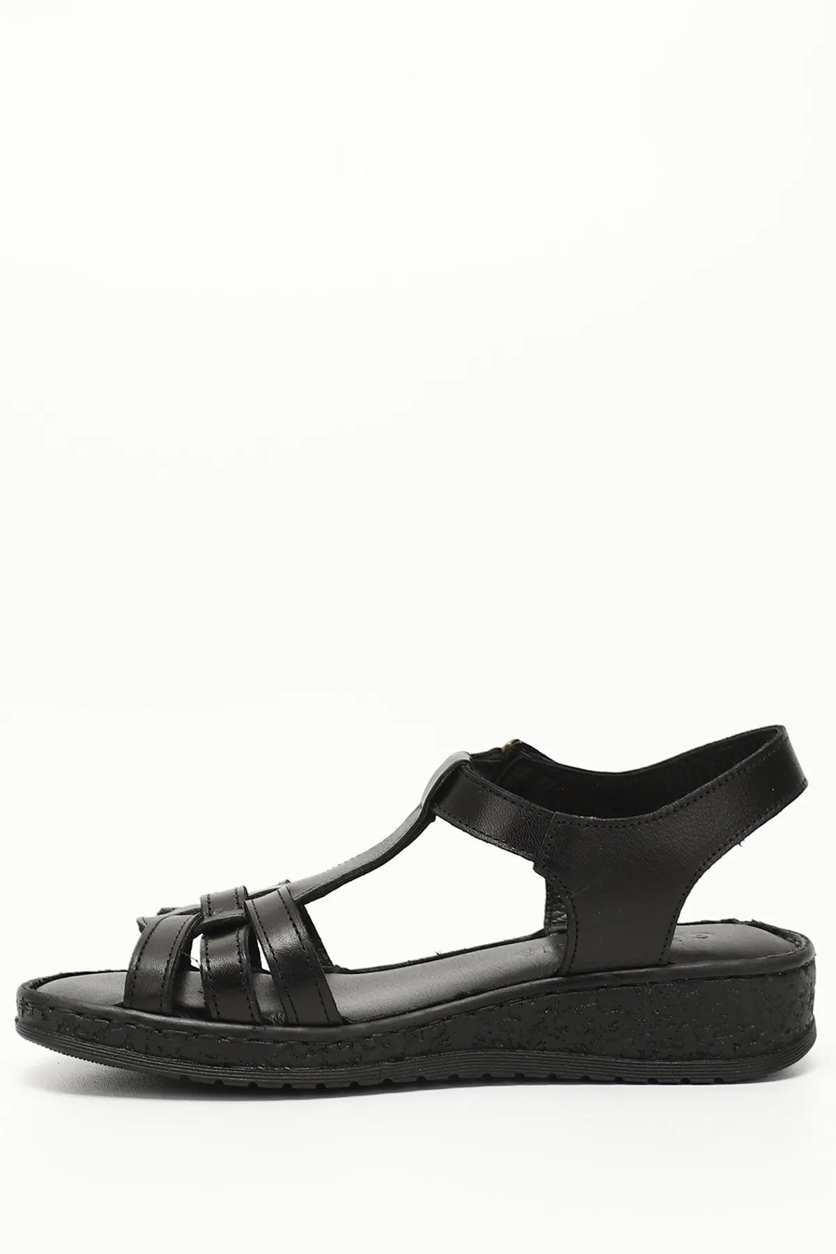 GÖNDERİ(R)  Schwarze Gön-Keilsandalen aus echtem Leder 45712