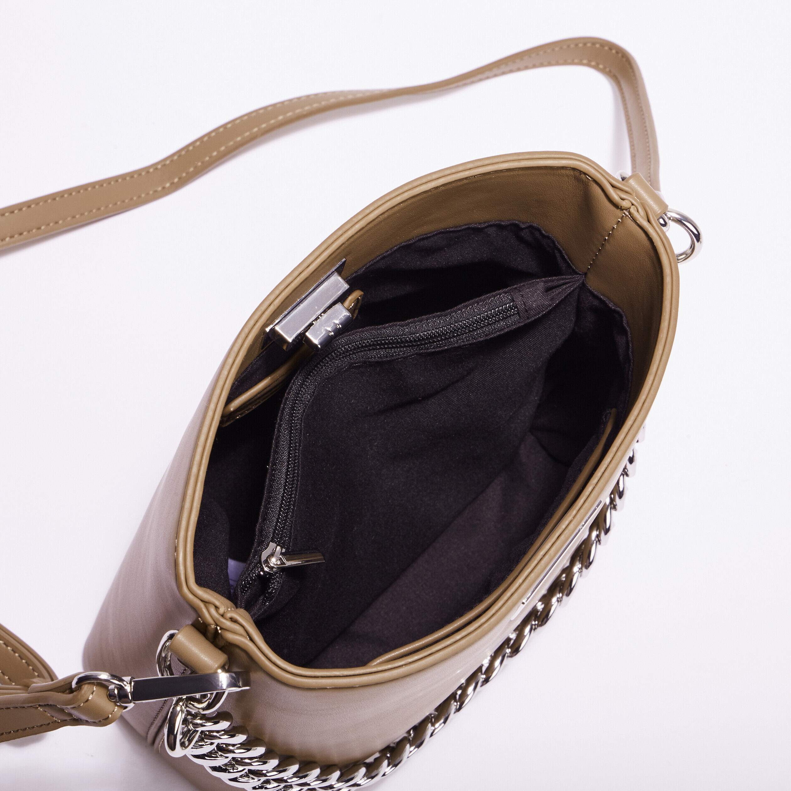 Sac avec anse chaîne marron foncé femme | Cache Cache