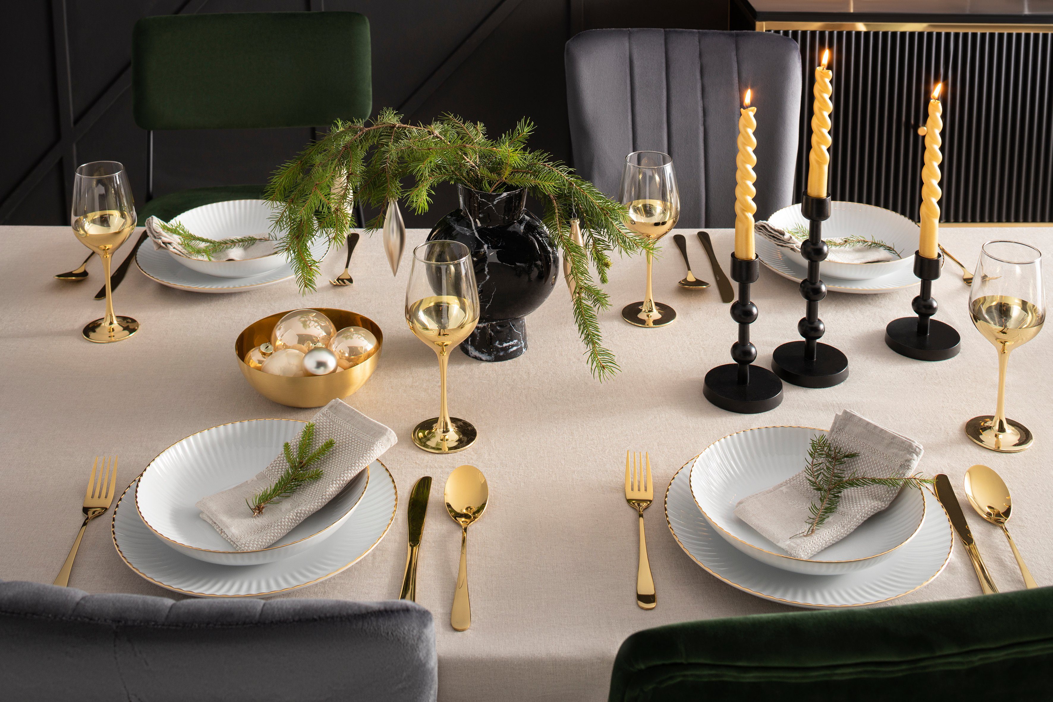 Leonique Besteck-Set Clementine, 30-teilig, Edelstahl 18/10 mit PVD Beschichtung