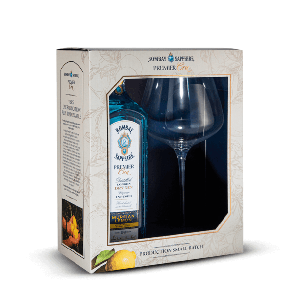 Coffret Bombay Sapphire Premier Cru + 1 Verre 47%