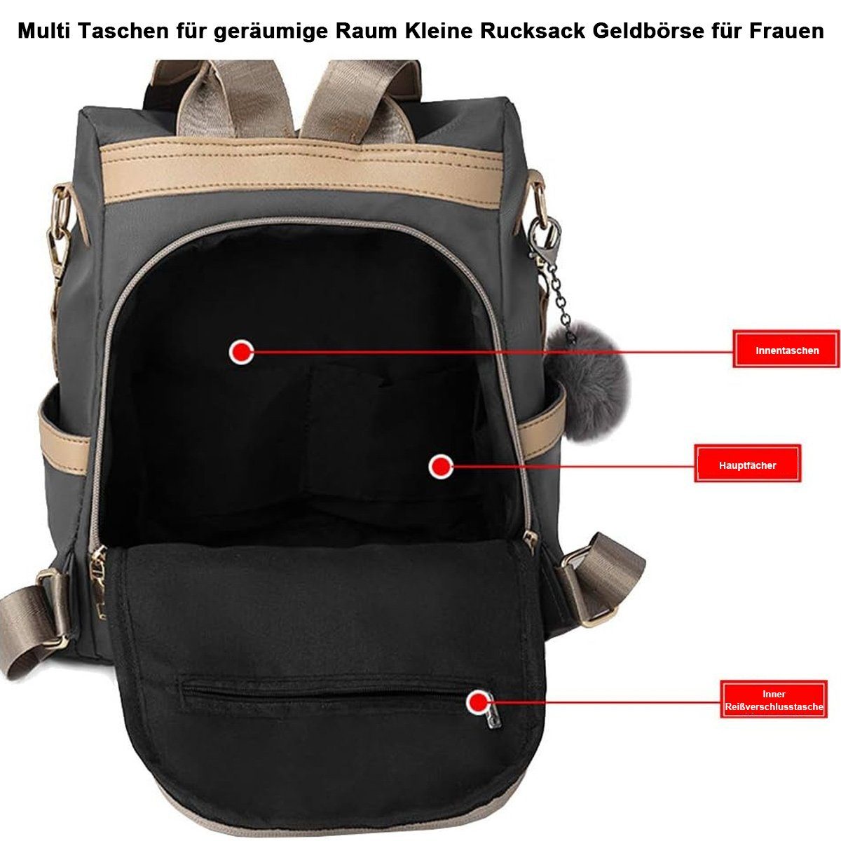 FeelGlad Reiserucksack Rucksack damen,Cityrucksack Wasserdichte Nylon Reiserucksack