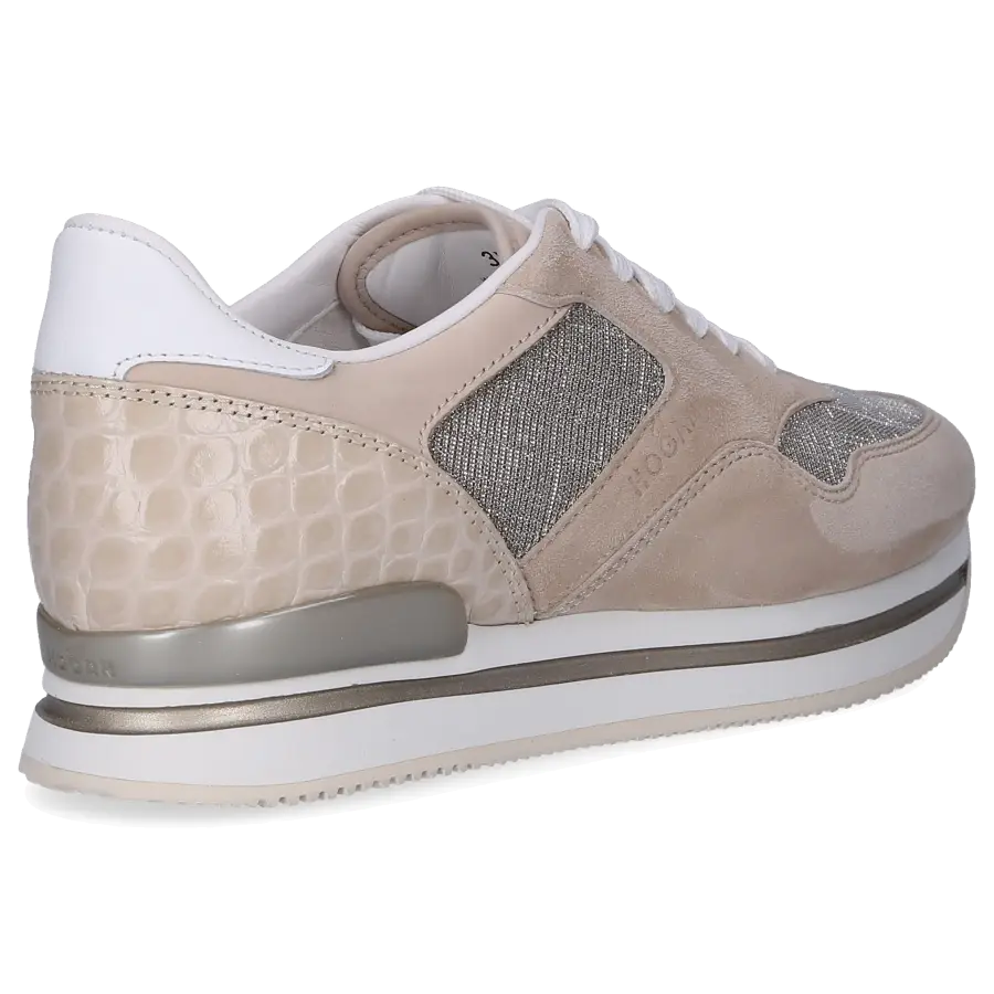 Hogan - Sneaker low H222 Kalbsleder Materialmix Logo Prägung beige-kombi - beige