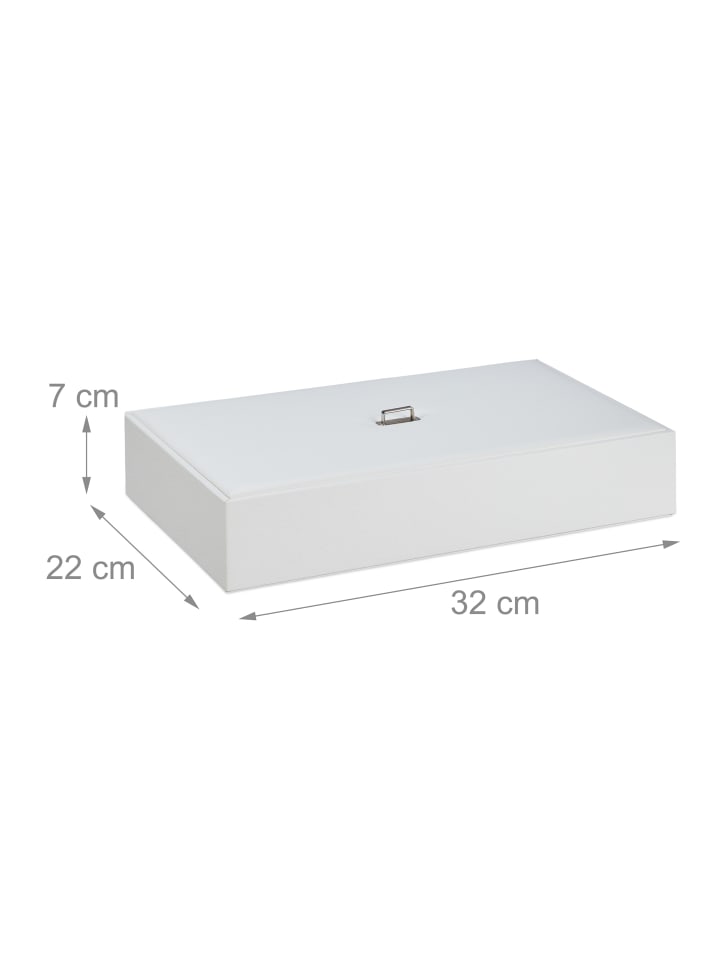 relaxdays Schmuckaufbewahrung in Weiß - (B)32 x (H)7 x (T)22 cm günstig kaufen onesize