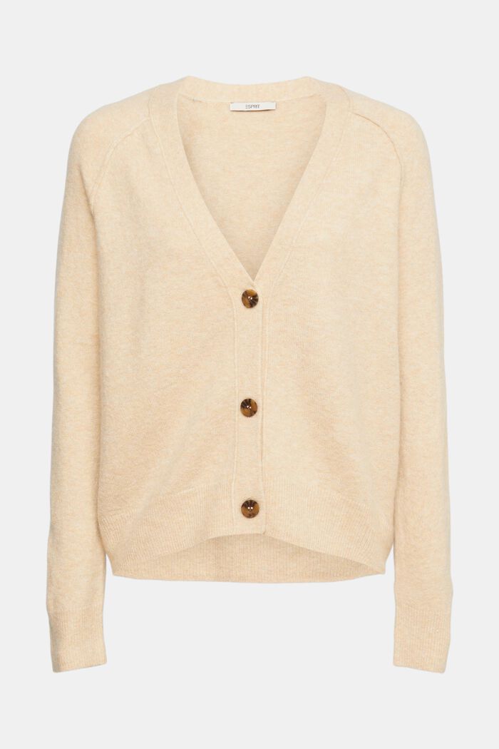 Mit Wolle: Cardigan mit V-Ausschnitt