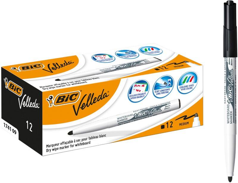 BIC Whiteboard-Marker 1741 Rundspitze 1,4 mm Schwarz 12 Stück
