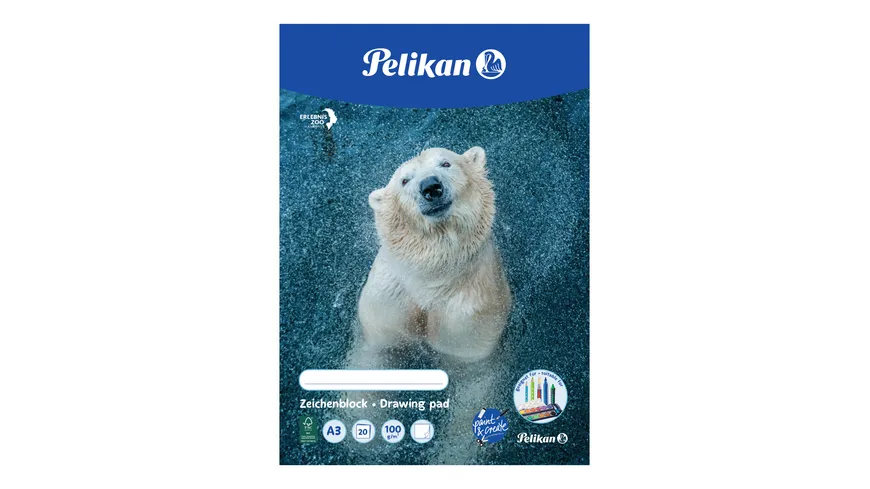 Pelikan Zeichenblock A3 sortiert 20 Blatt 100g/qm