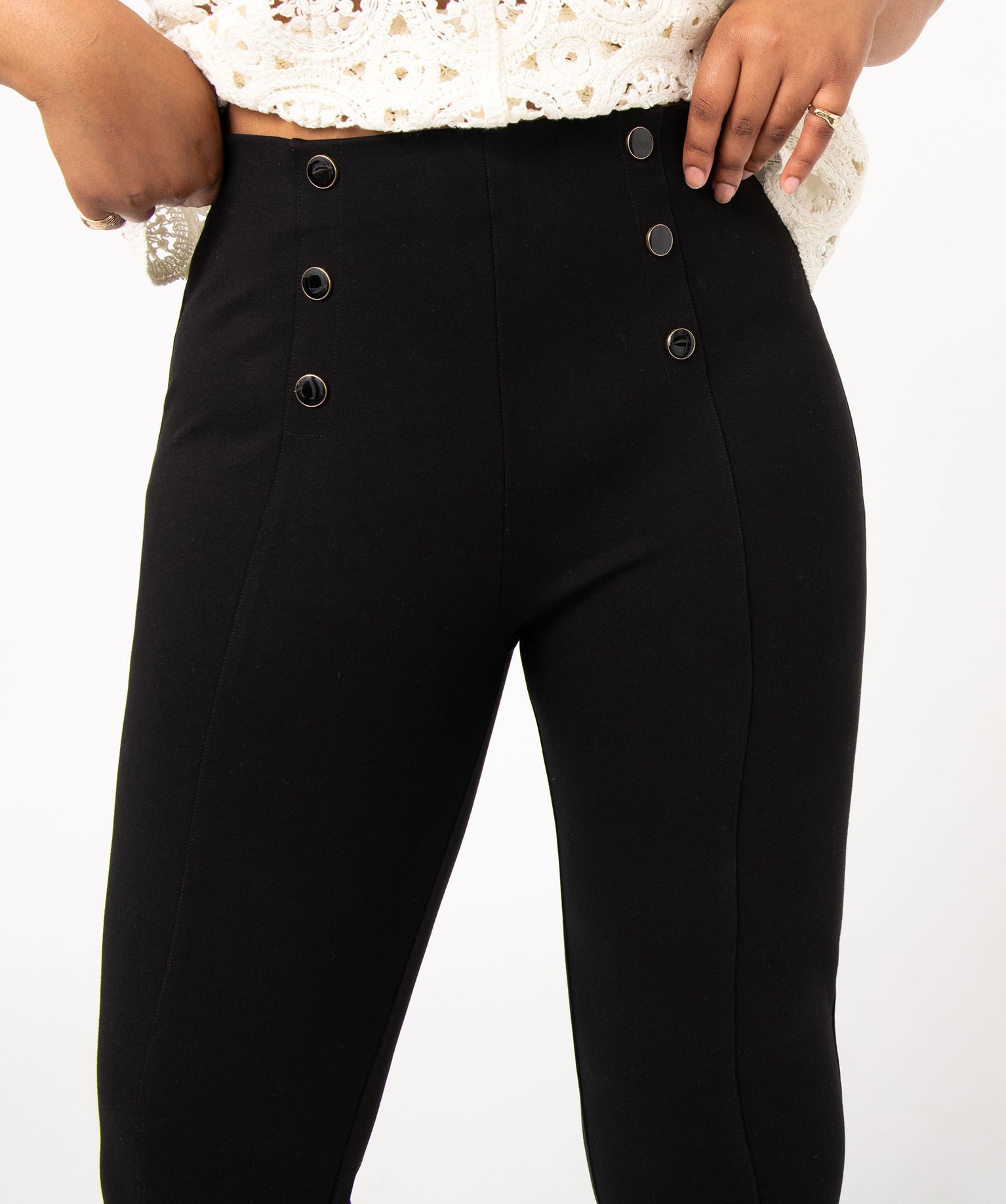 Leggings à pont femme grande taille noir | GEMO