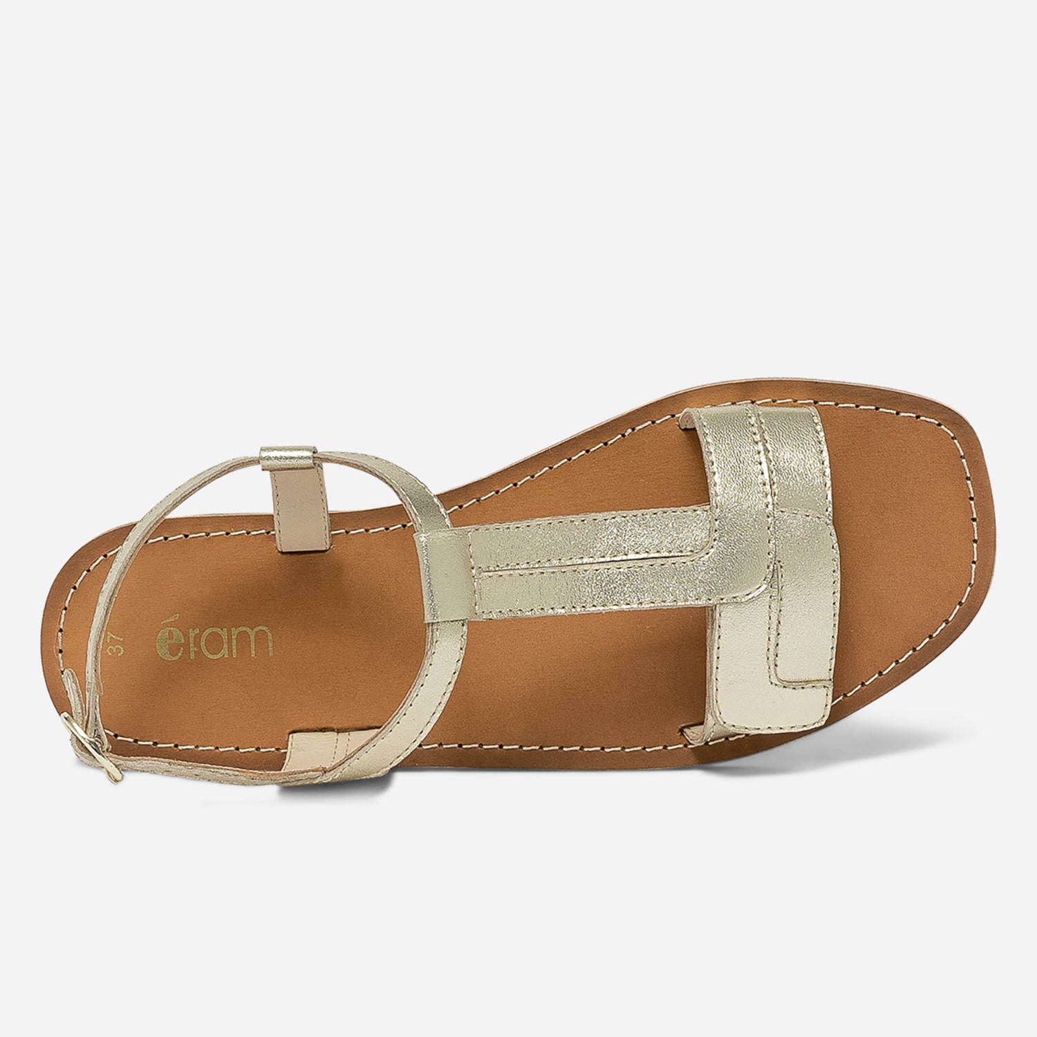 Sandale dorée en cuir