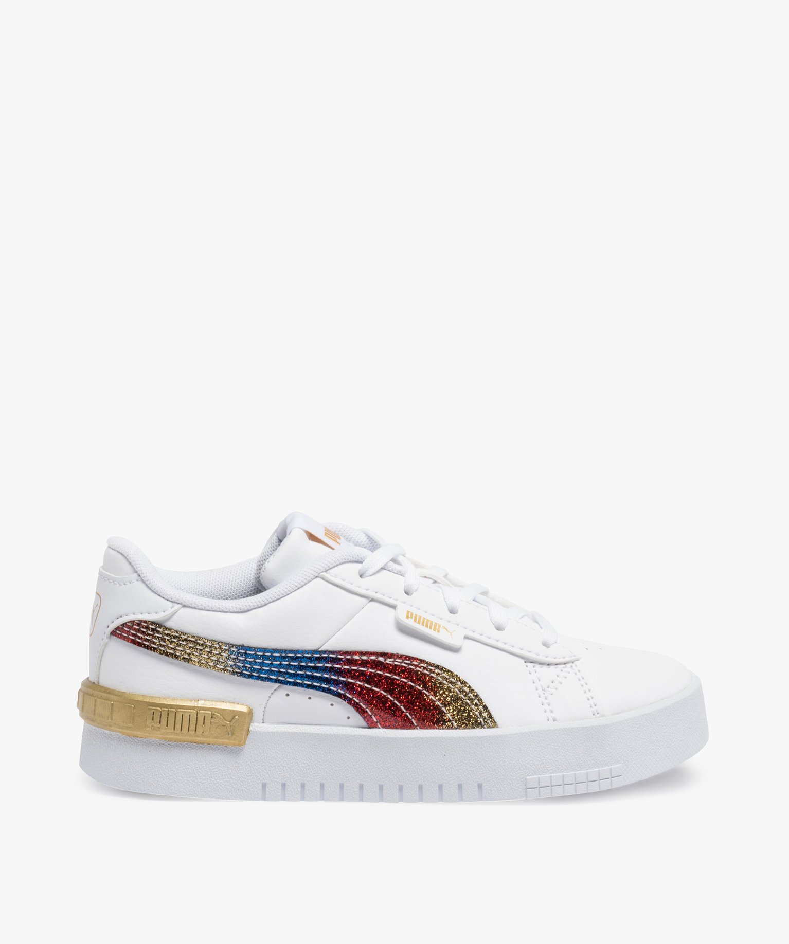 Baskets fille à lacets et bande arc-en-ciel - Puma Jada Oly... blanc | GEMO