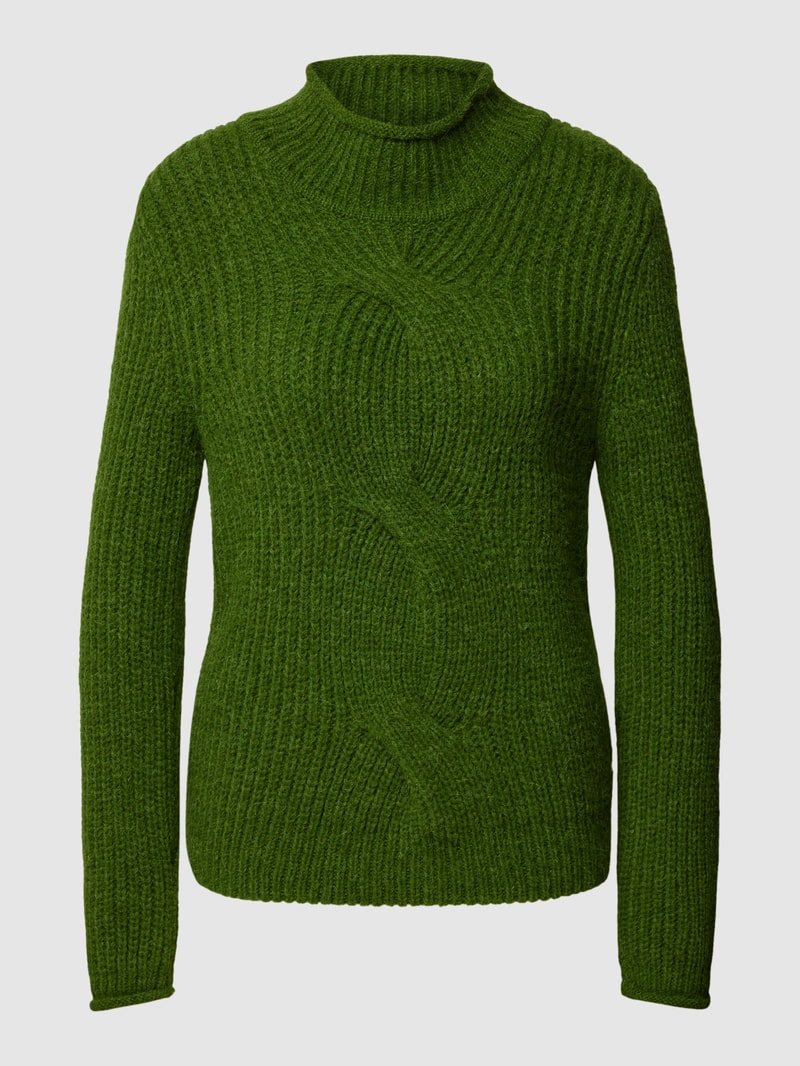 Strickpullover mit Zopfmuster in grün