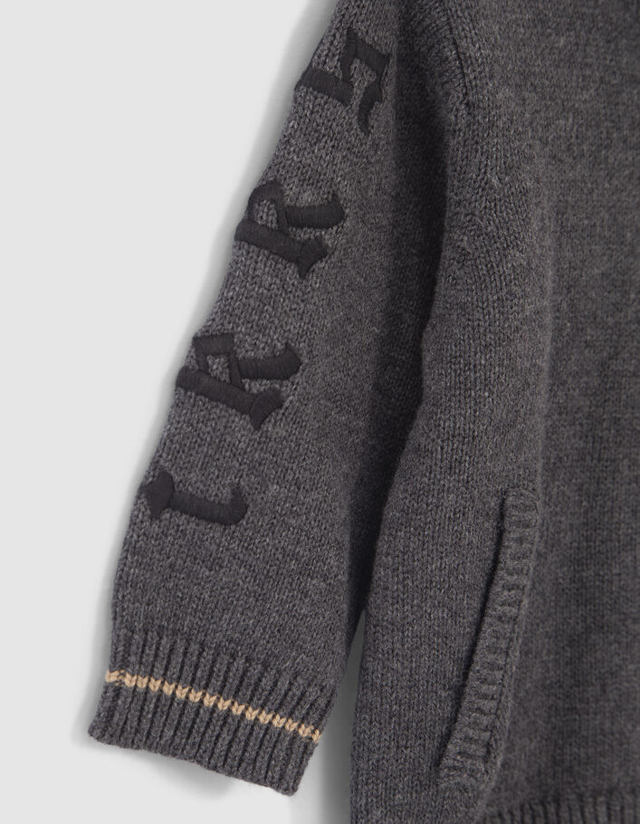 Cardigan gris tricot avec broderies manches bébé garçon