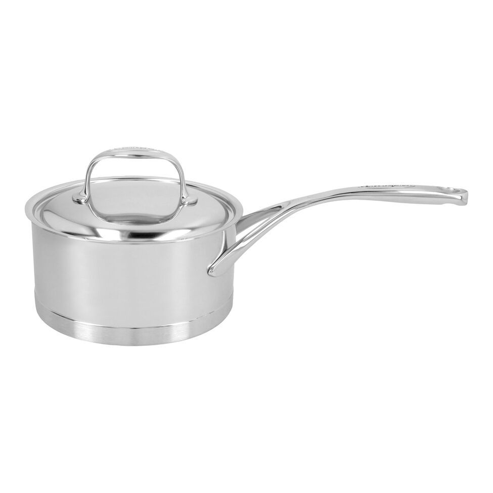 Stieltopf mit Deckel 16 cm, 18/10 Edelstahl, Silber