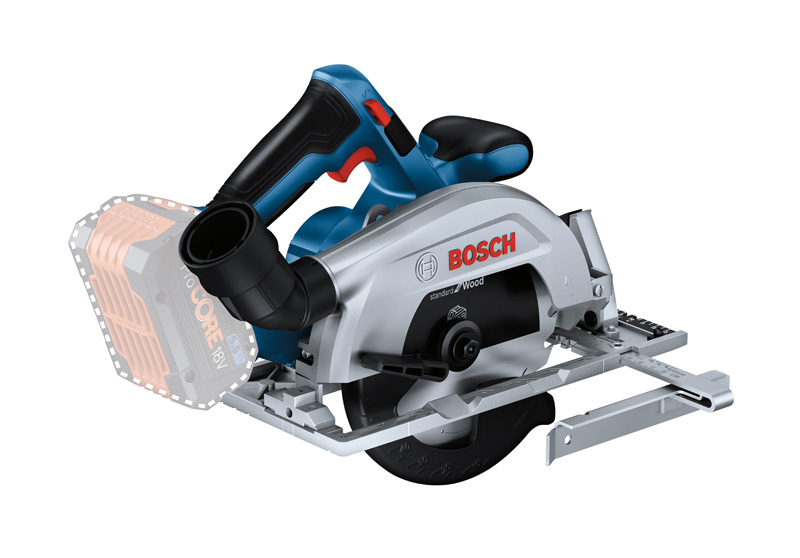„Bosch Blauw 0615A500BV Accutoolkit“ 5 įrankių rinkinys: 18 V GSR 18V-65, GDX 18V-285, GKS 18V-57-2, GOP 18V-34, GST 18V-125 S, 2 x GBA 5.0Ah akumuliatoriai ir įkroviklis GAL 12V-18V-80 įrankių krepšyje.