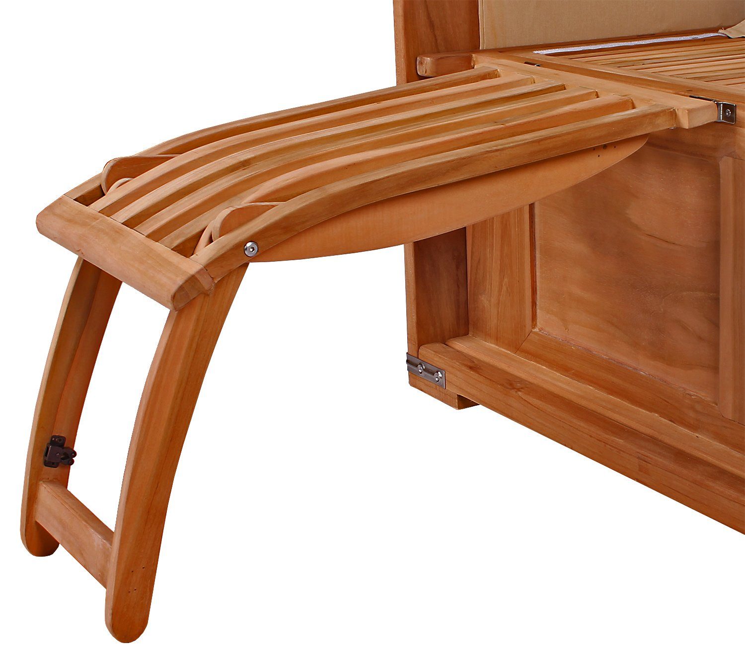 bene living Strandkorb Schaalsee 2-Sitzer Teak - PE grau - Modell 500, BxTxH: 125x80x170 cm, Volllieger ca. 175 Grad, Ostsee-Strandkorb Komplettset, inkl. Liftersystem