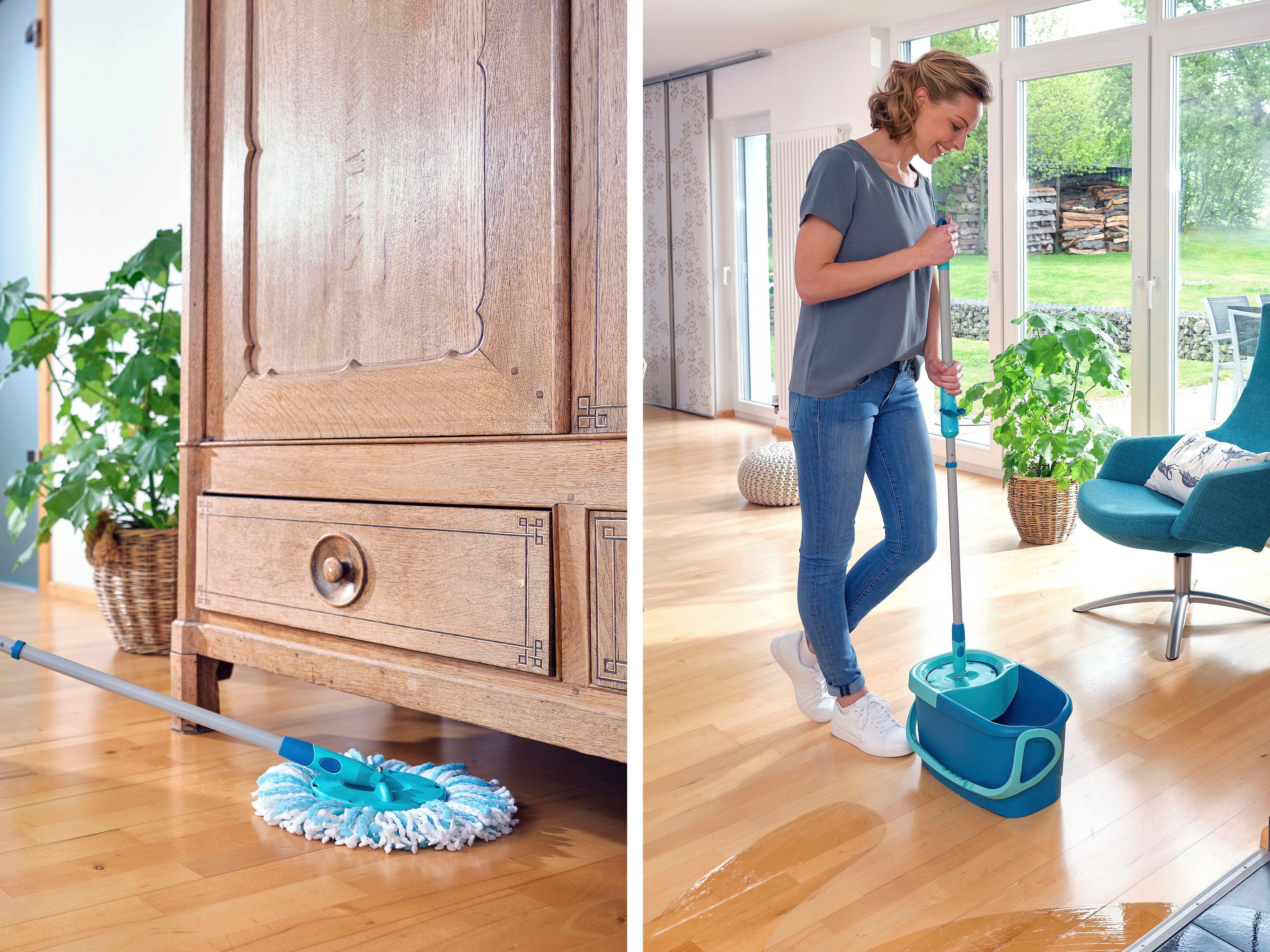 Leifheit Bodenwischer-Set Set CLEAN TWIST Disc Mop Ergo, 3-teilig, inkl. Eimer