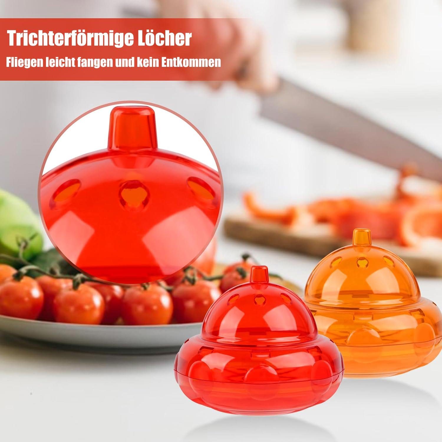 MAGICSHE Fliegenwedler Insektenfalle,Fruchtfliegen Fänger, 2-tlg., Obstfliegenfalle 2-Fallen