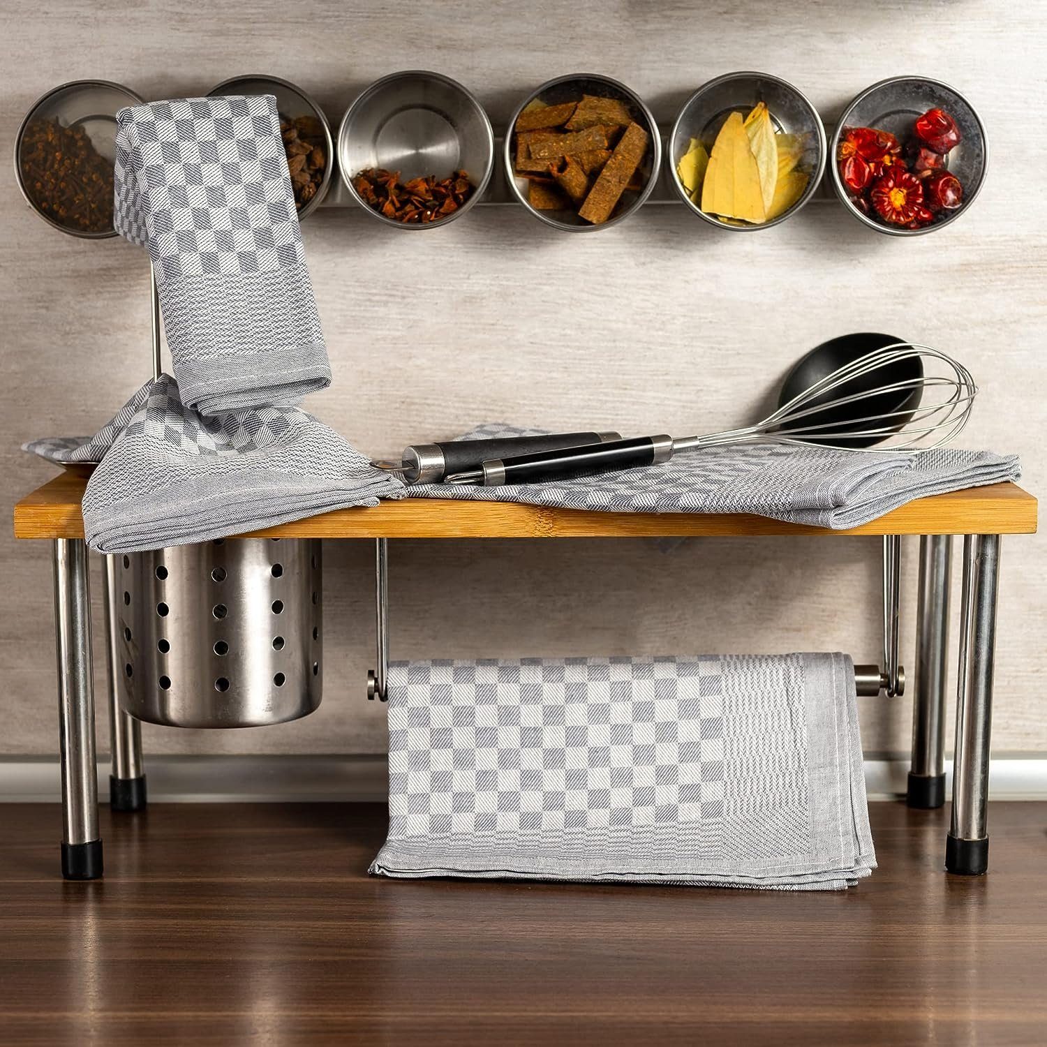 Zestri Geschirrtuch Zwirn 10er Set Grubentücher 50x70 cm Geschirrtücher Grubenhandtuch, (50-tlg., 10 Stück), Geschirrhandtücher Modernes Karo Design saugstark