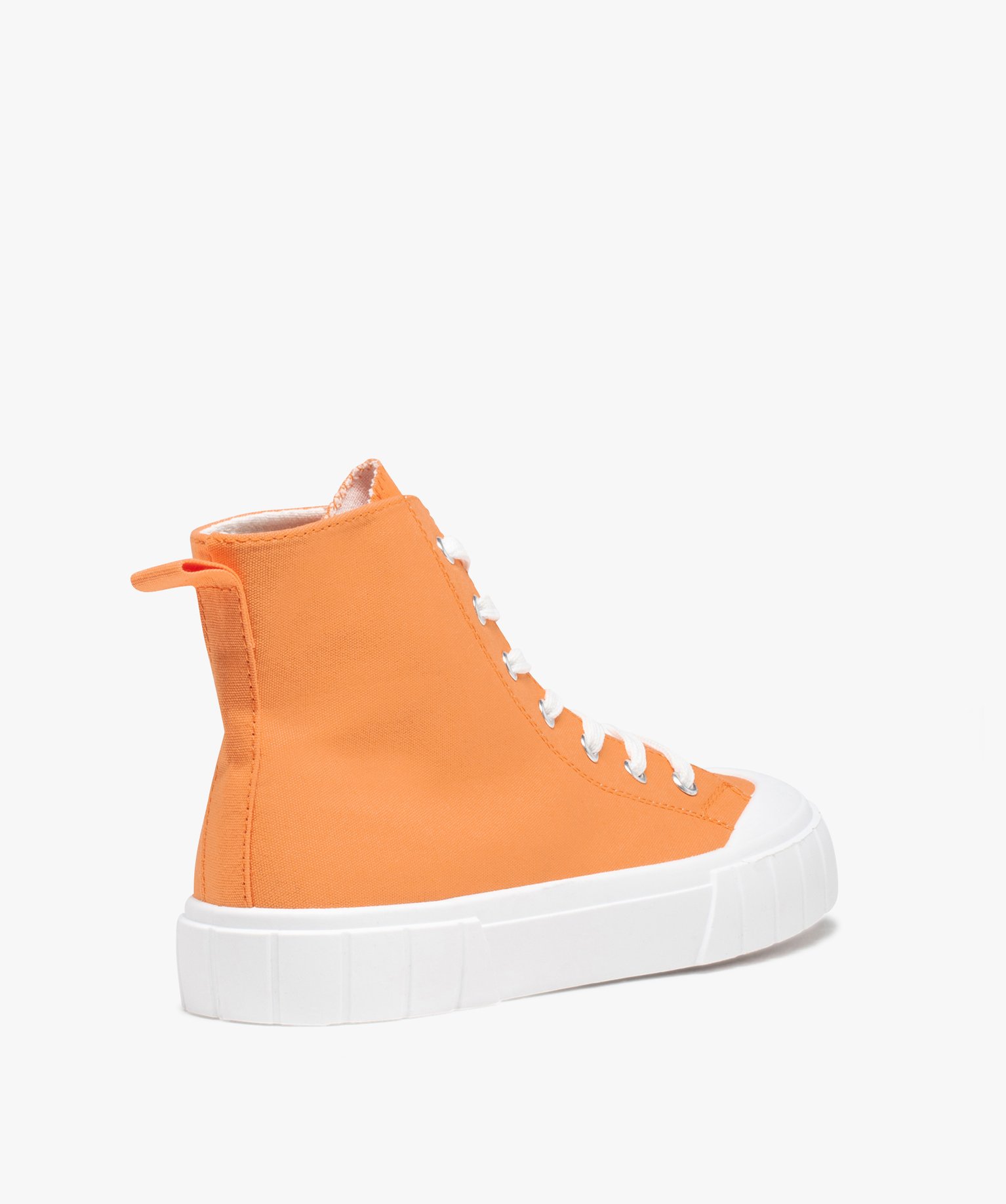 Baskets femme montantes en toile avec épaisse semelle orange | GEMO