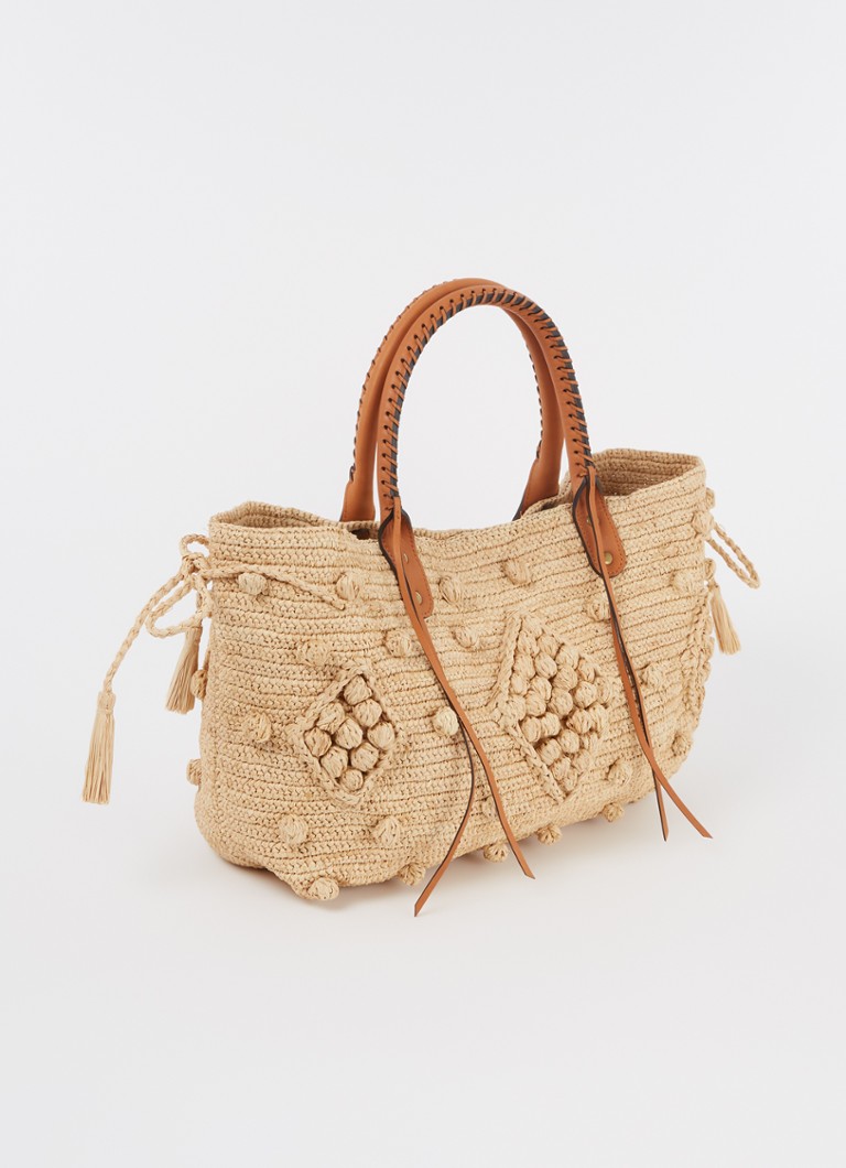Gerard Darel Raffia -olkalaukku nahkayksityiskohdilla