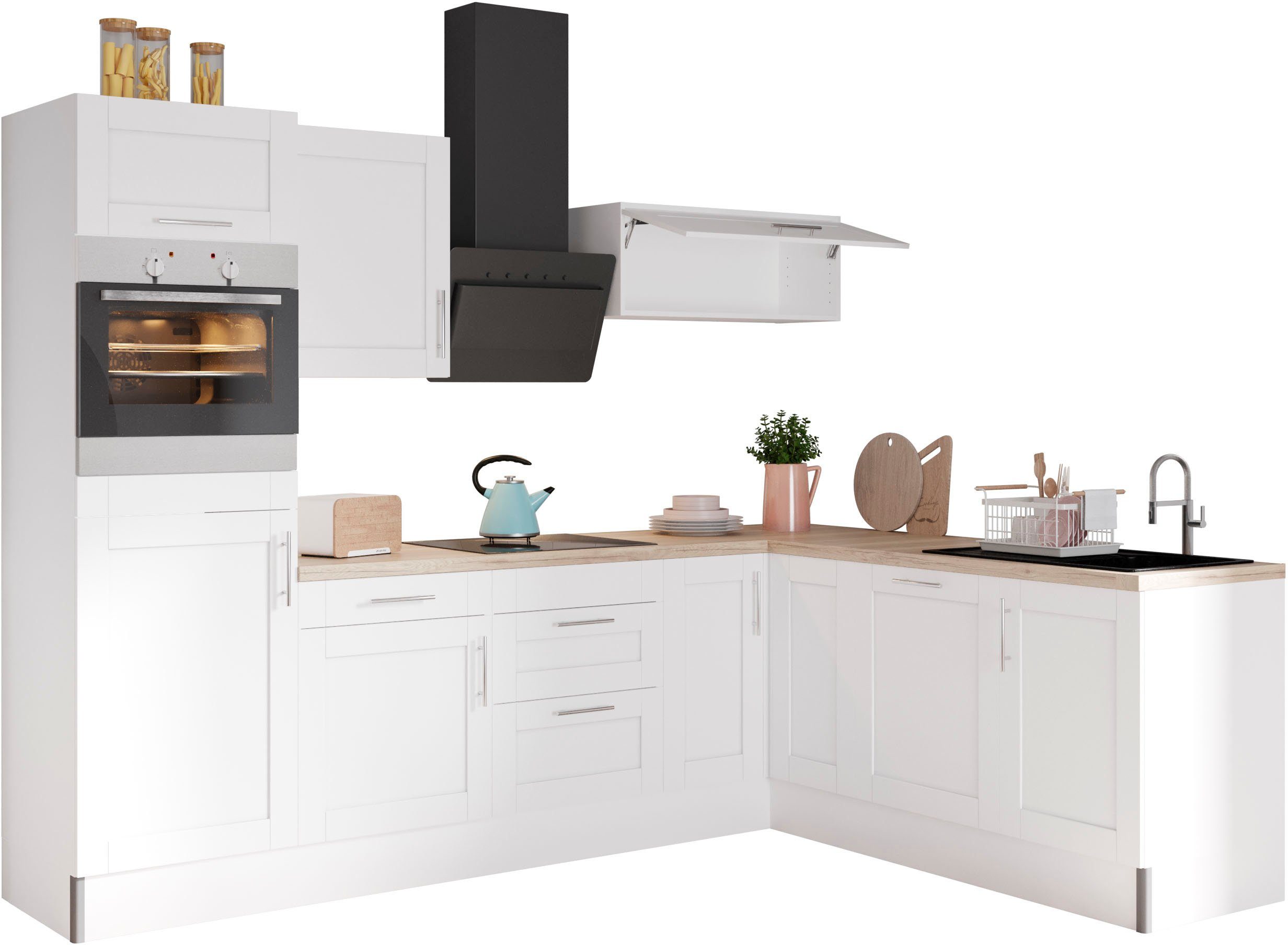 OPTIFIT Küche Ahus, 200 x 270 cm breit, ohne E-Geräte, Soft Close Funktion, MDF Fronten