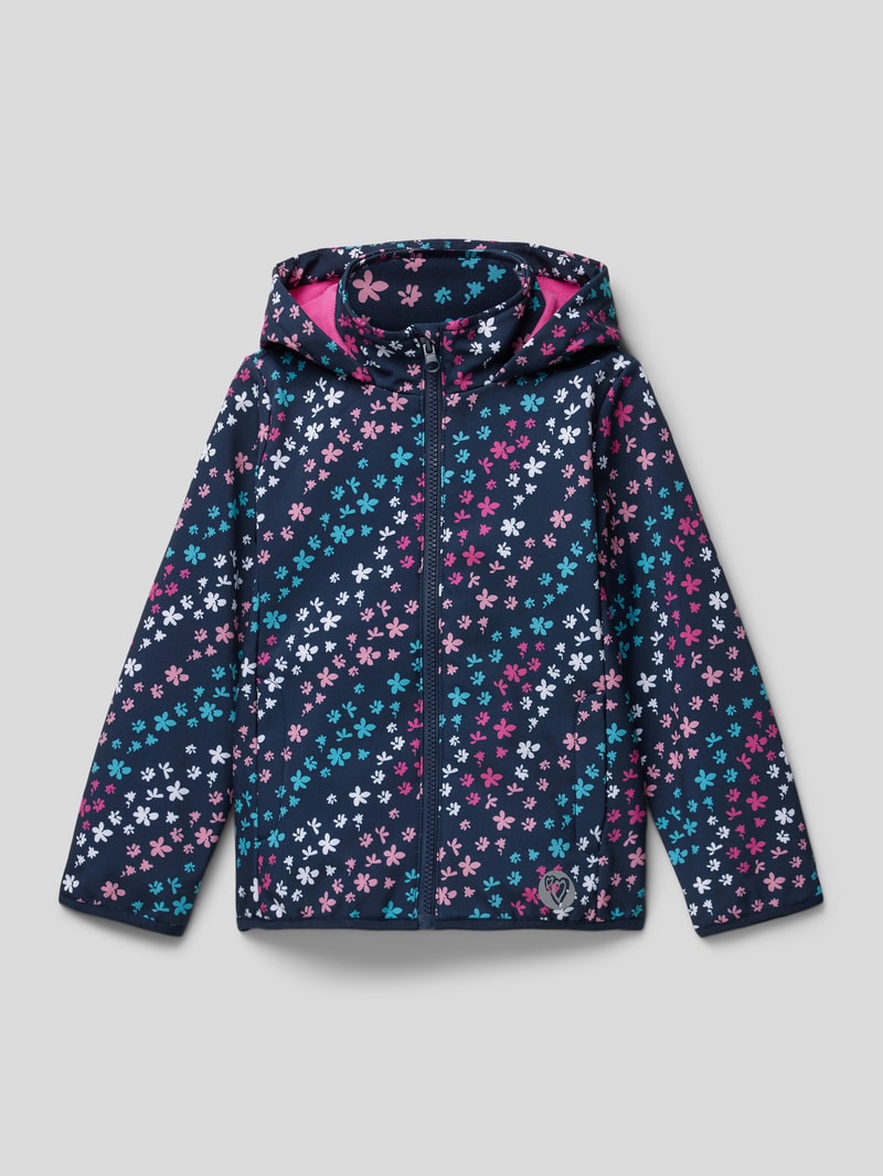 Jacke mit floralem Muster in marineblau