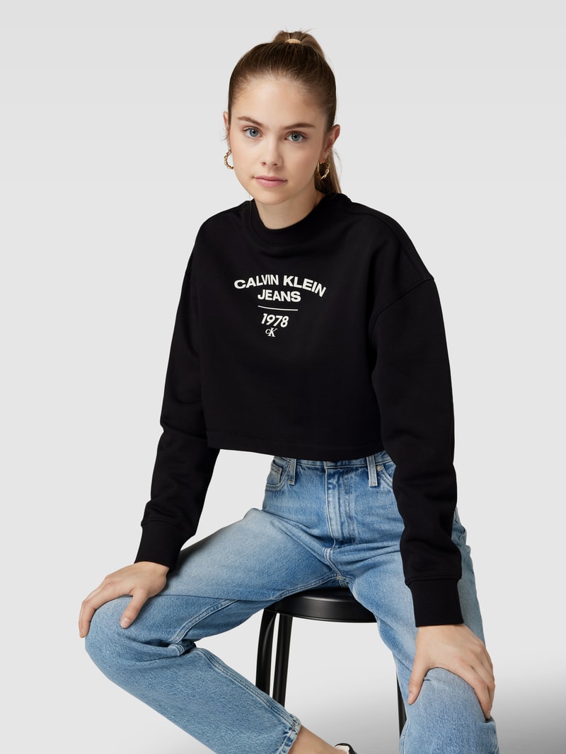 Sweatshirt mit Label-Print Modell 'VARSITY' in black