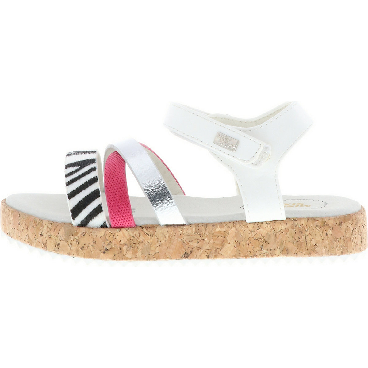 Kinder Mädchen Sandalen Riemchen silber/weiß/pink/zebra