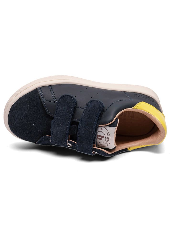 bisgaard Leder-Sneakers in Dunkelblau/ Gelb günstig kaufen