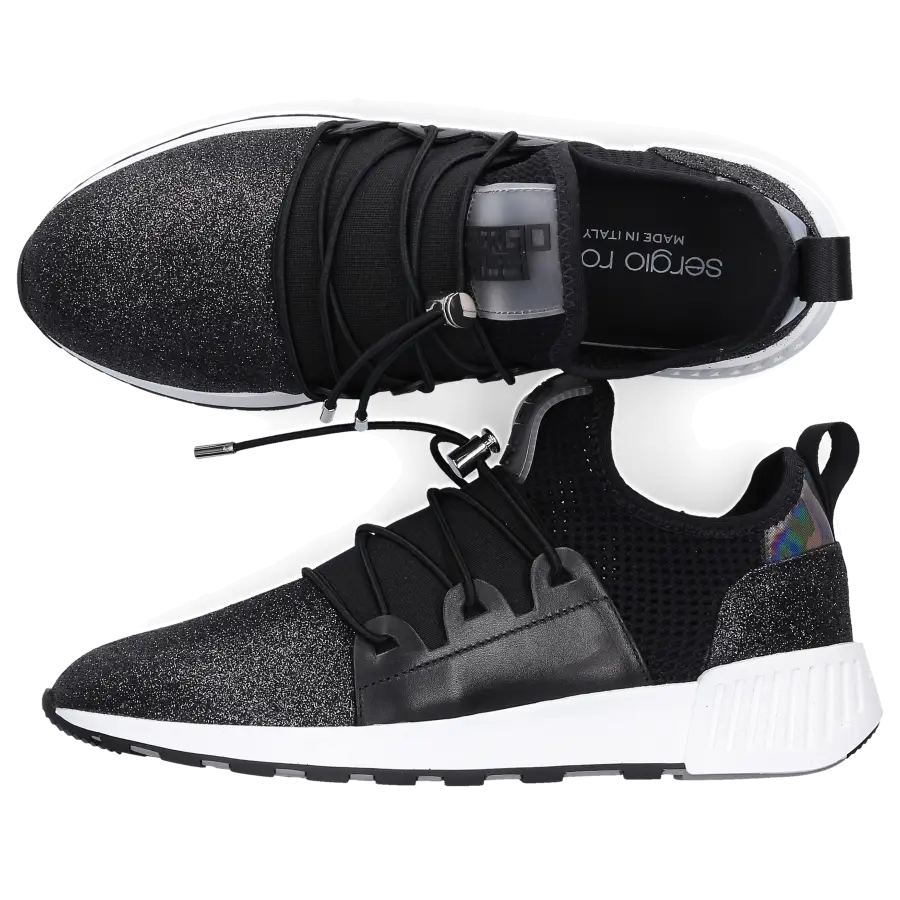Sergio Rossi - Slip Ons SR1 RUNNING 010 Glitter Logo schwarz - schwarz