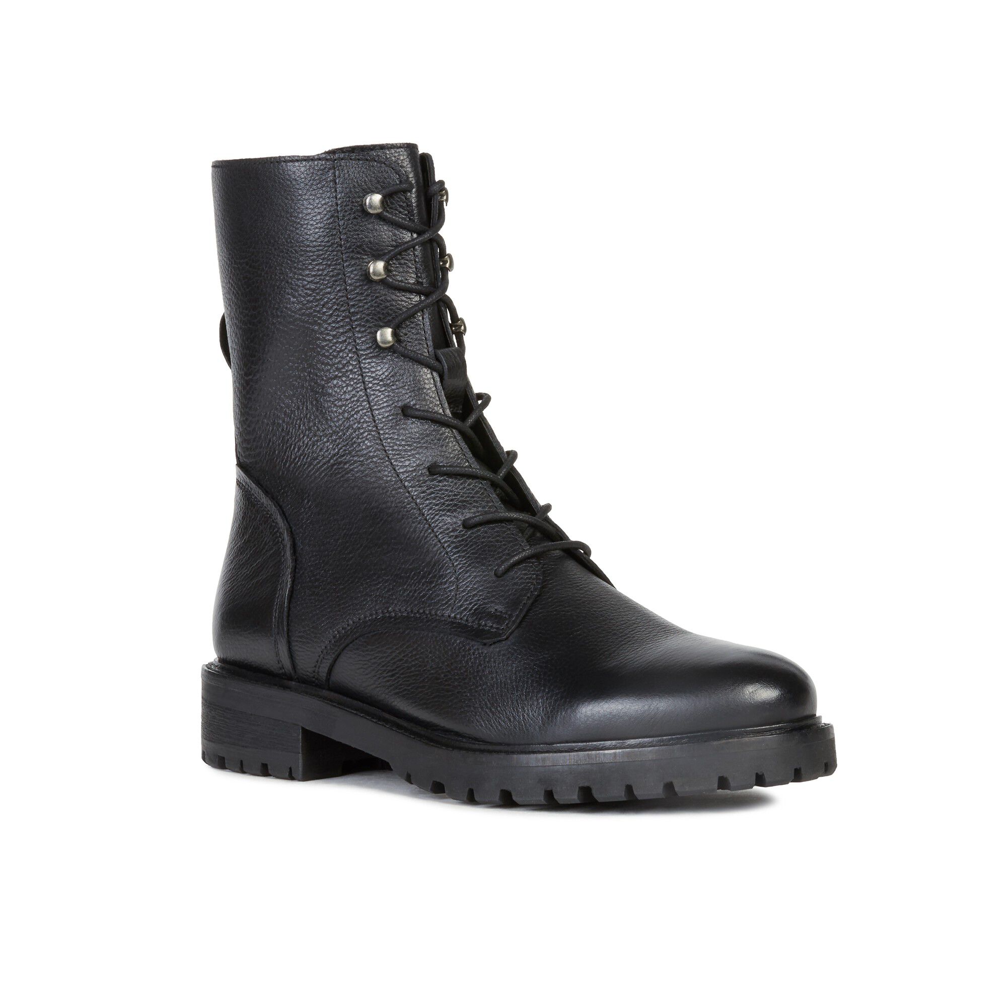 Boots noir semelle crantée dessus cuir