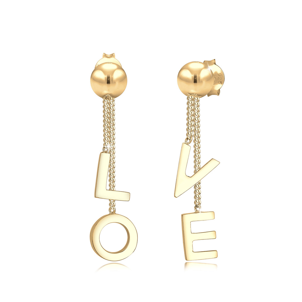 Elli Elli Boucles d'Oreilles Mot LOVE Base Amour Boucles d'oreilles Femme  (925/1000)  Boucles d'oreilles