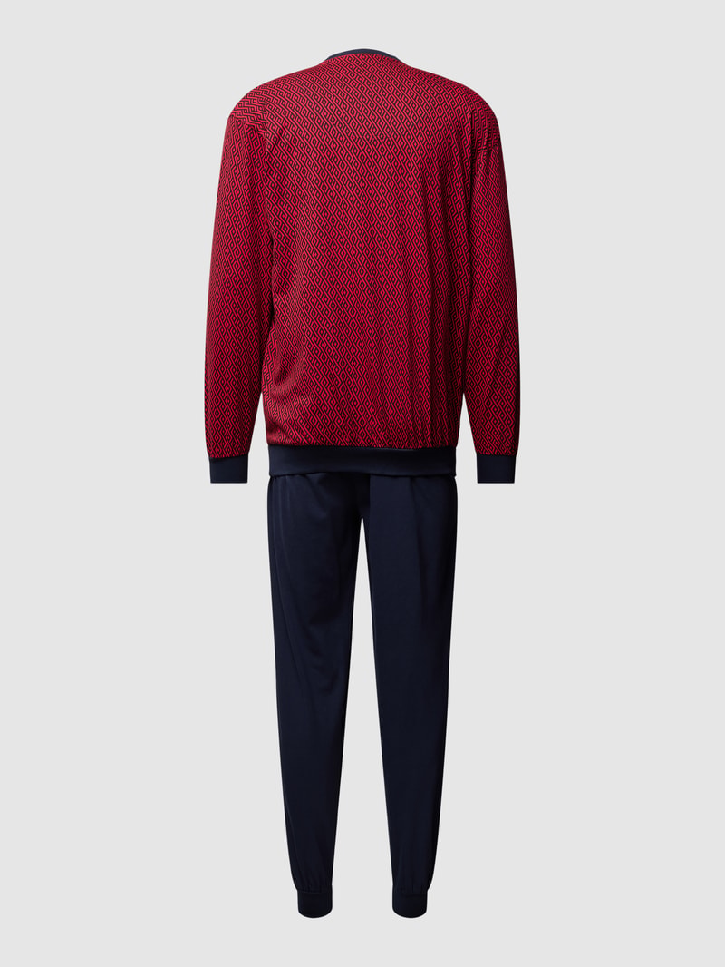 Pyjama mit Brusttasche Modell 'PURE COTTON' in rot