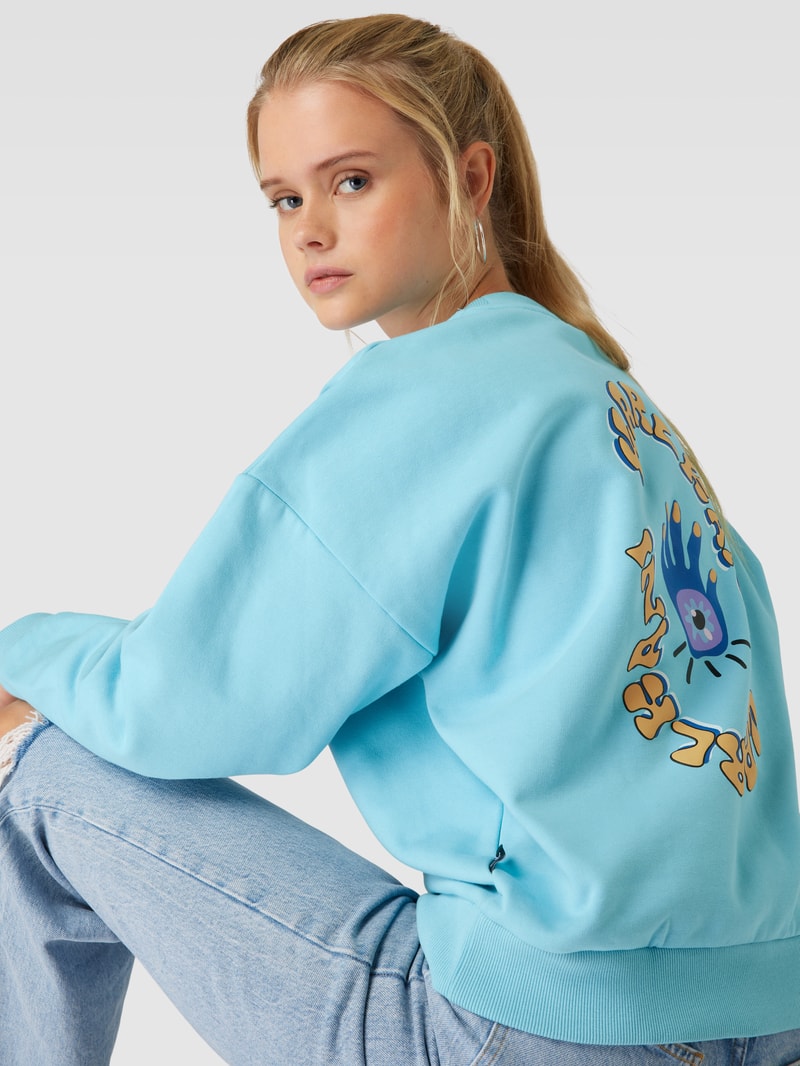 Sweatshirt mit Label-Stitching Modell 'Woven' in ozean blau