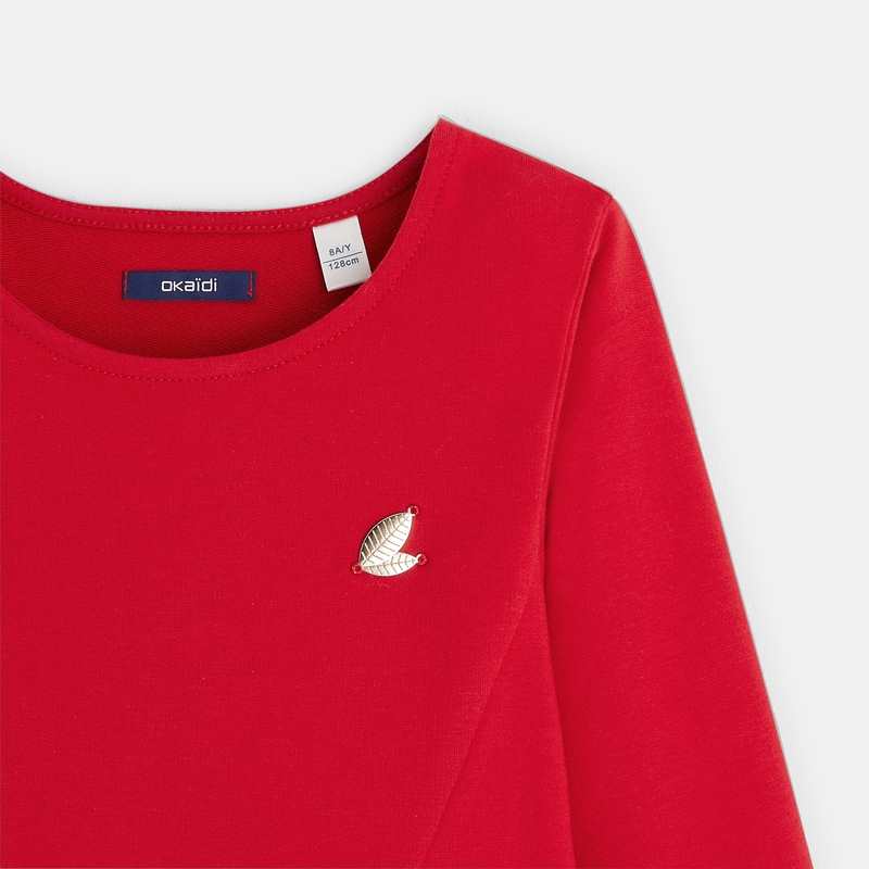 Robe unie en jersey milano rouge fille