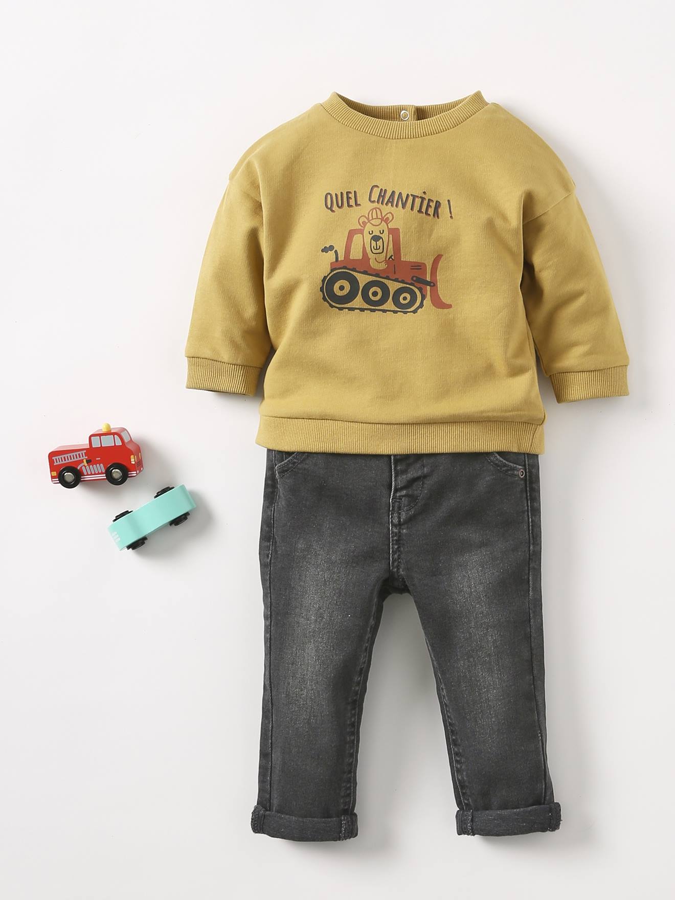 Sweat basics en molleton bébé gris chiné