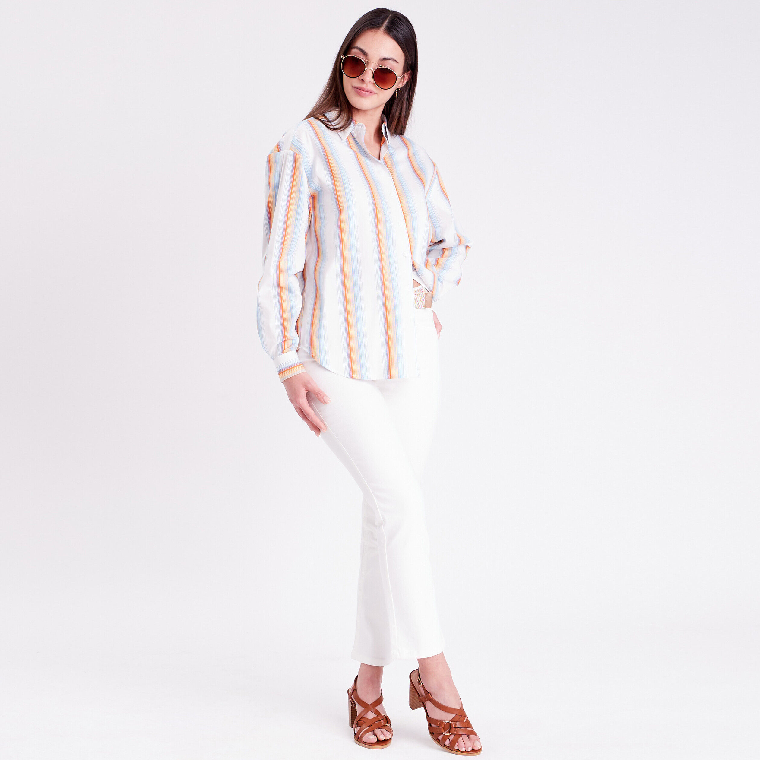Chemise manches longues blanc femme | Cache Cache