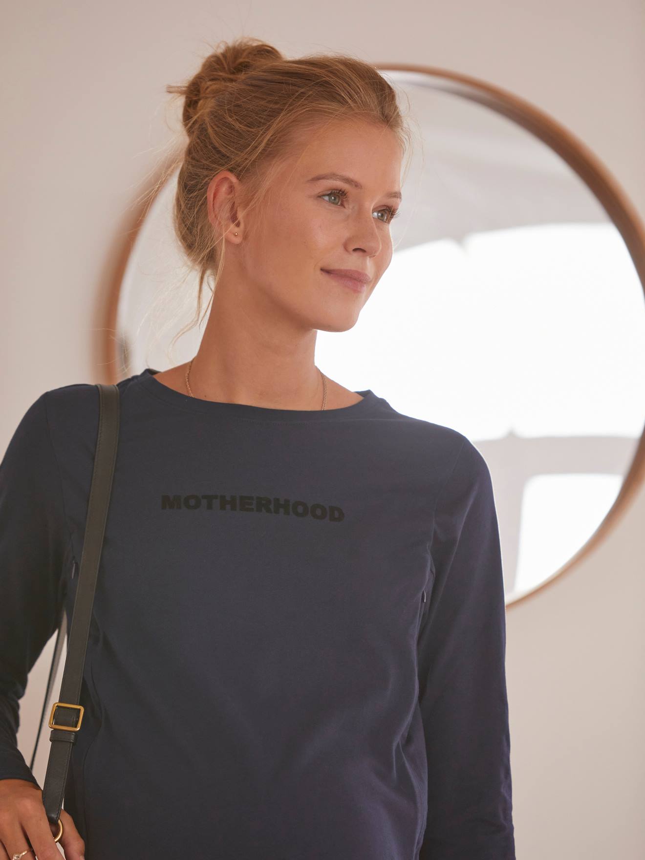 Vertbaudet Shirt mit Schriftzug aus Bio-Baumwolle, Schwangerschaft & Stillzeit - marine