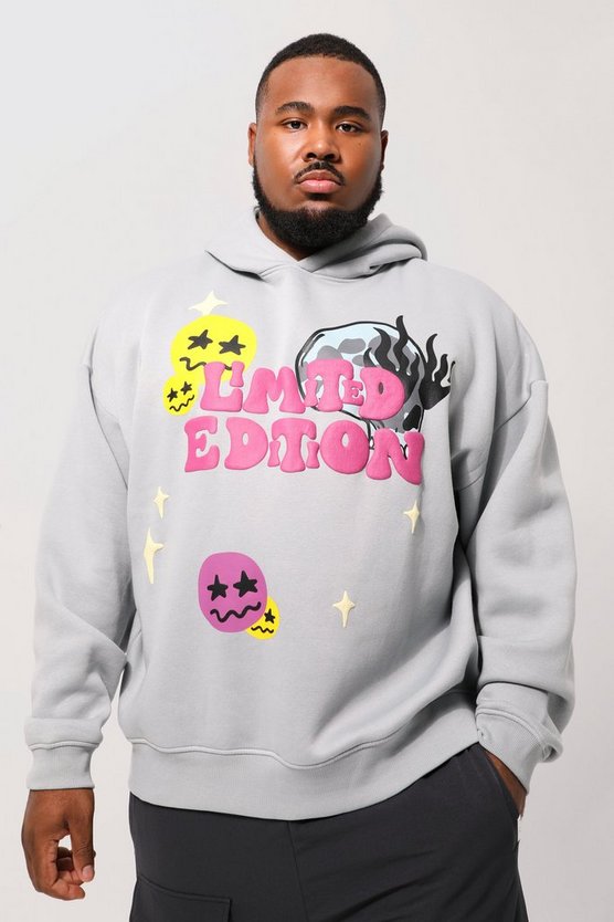 Plus kastiger Oversize Hoodie mit Print