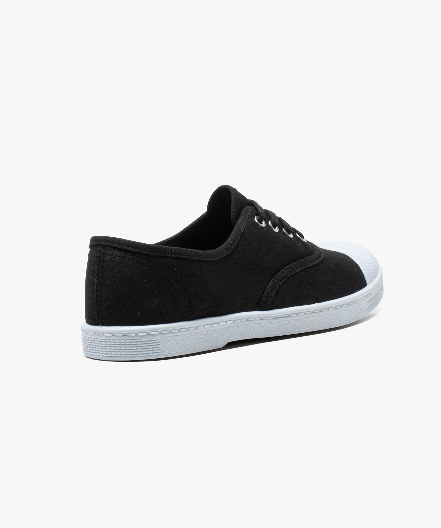 Baskets femme en toile avec lacets et bout renforcé noir | GEMO
