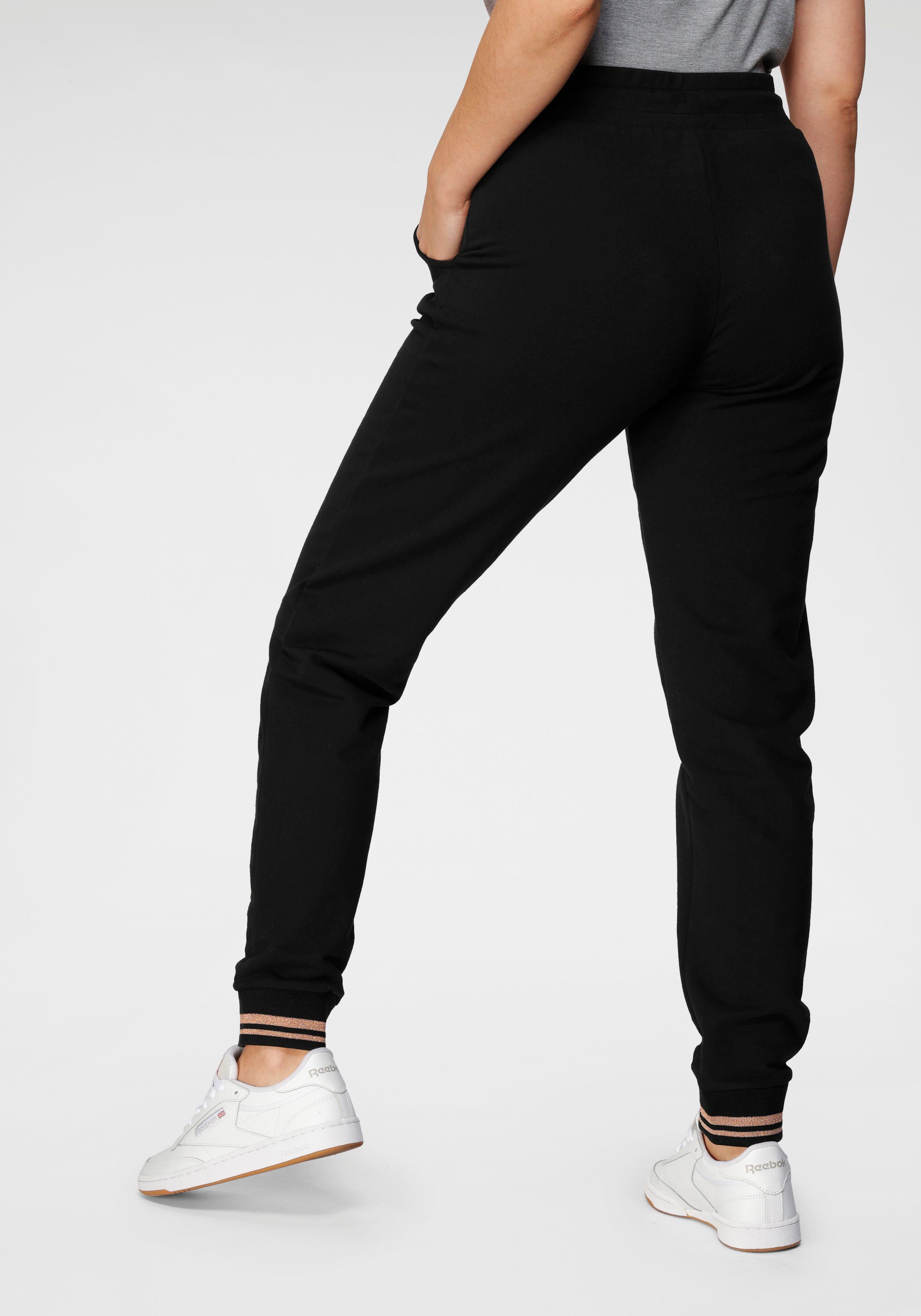H.I.S Jogginghose mit metallisch glänzenden Details; Große Größe