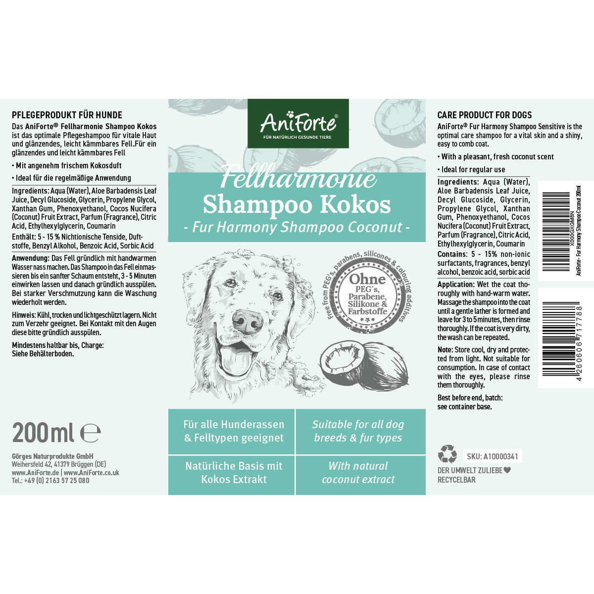 Aniforte Fellpflege Aniforte Shampoo Kokos Fellharmonie 200ml