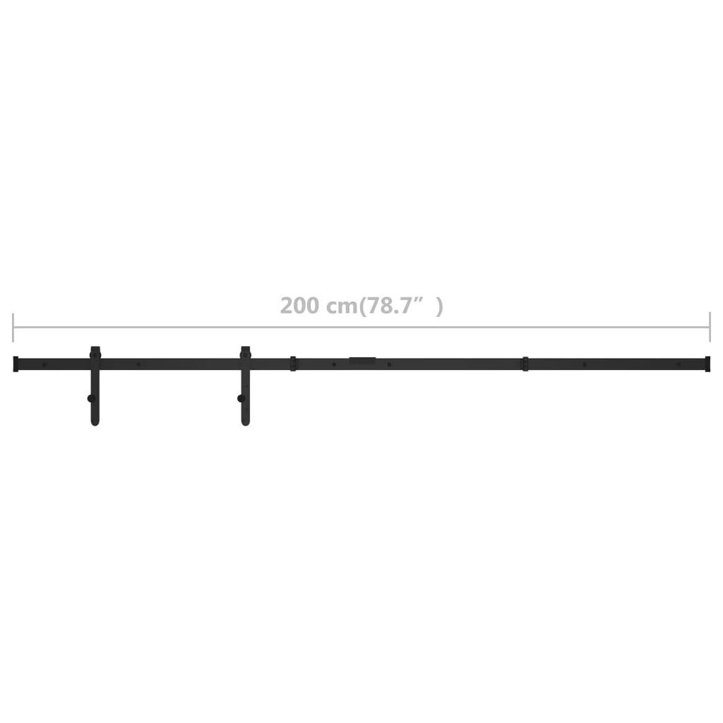 vidaXL Schiebetür Mini Schiebetürbeschlag Set für Schranktüren Carbonstahl 200 cm (1-St)