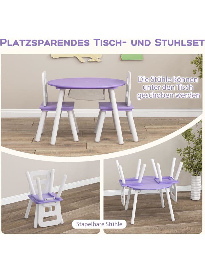 COSTWAY Sitzgruppe 3 tlg. Set in Lila günstig kaufen onesize