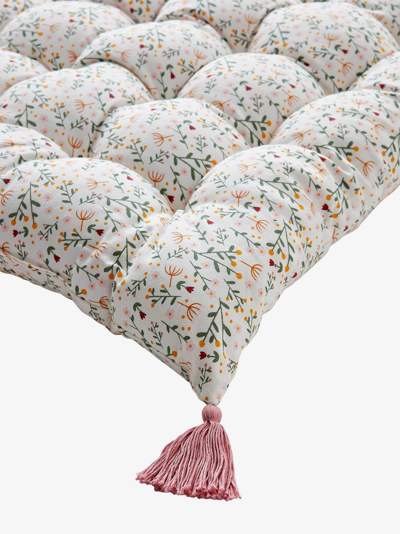 Matelas de sol avec pompons FLEURETTES écru / multicolore
